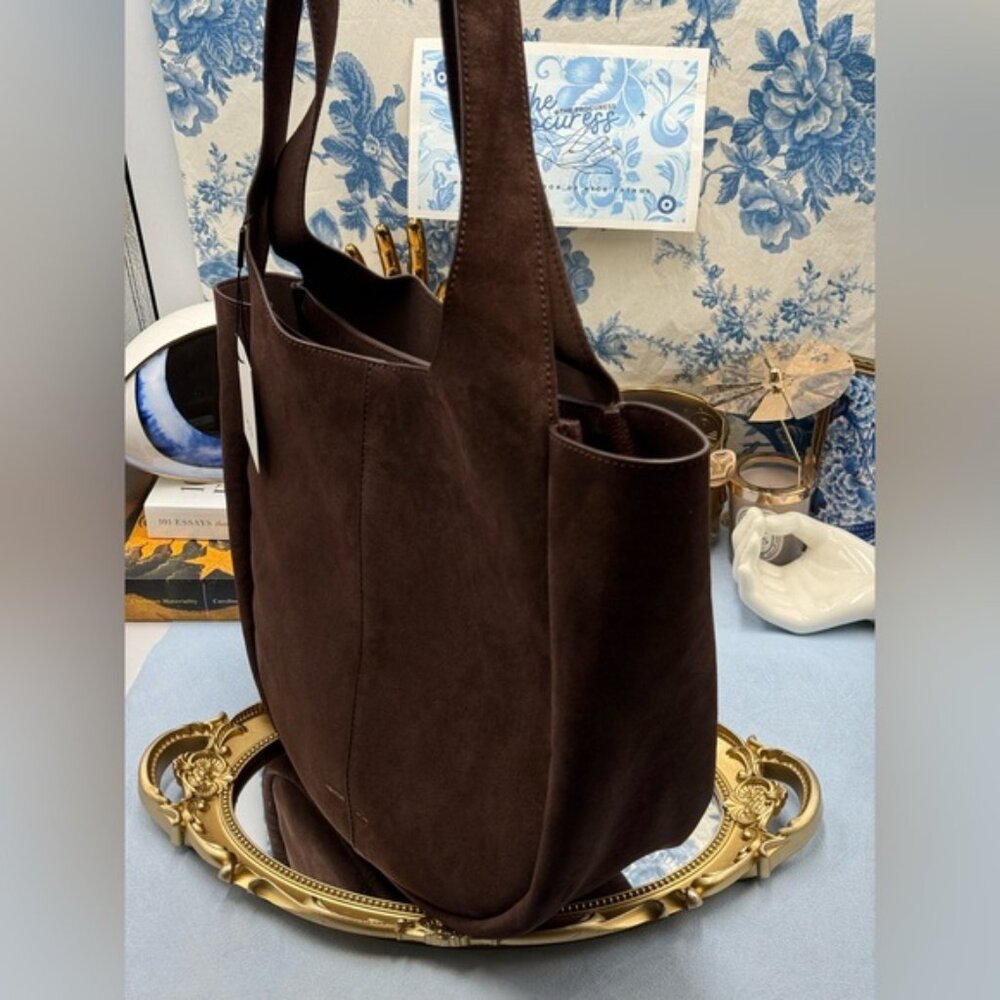 🆕 OROTON 🧿 NWT Emilia Tote Suede Bag, Chocolate Brown - Picture 5 of 16